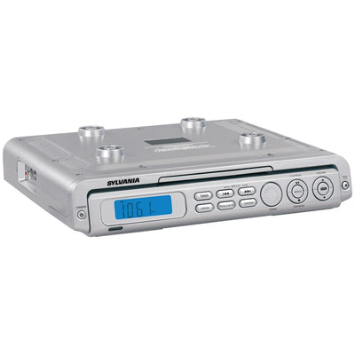 SYLVANIA(R) SKCR2613-SILVER Under-Cabinet CD Clock Radio