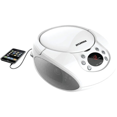 SYLVANIA(R) SRCD261-B-WHITE Portable CD Player with AM/FM Radio (White)