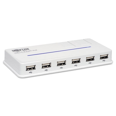 10-Port Usb 2.0 Hub, 6-1/5w X 3d X 3/4h, White
