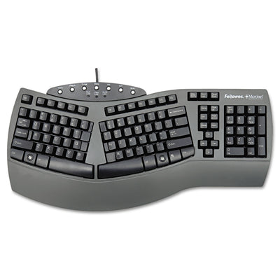 Ergonomic Split-Design Keyboard W/antimicrobial Protection, 105 Keys, Black