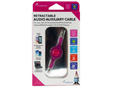 Travelocity Pink Retractable Audio Auxiliary Cable