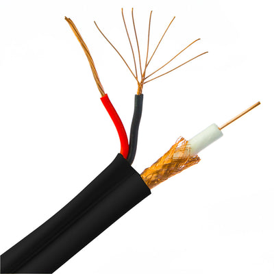 Offex Wholesale RG59 Siamese Solid Coaxial Cable + 18/2 (18AWG 2C) Power, Bla