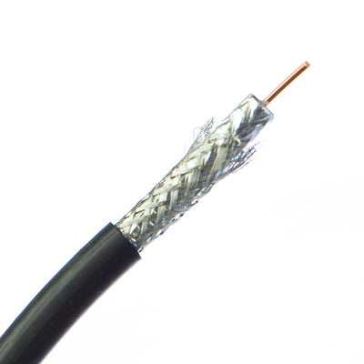 Offex Wholesale RG6 Coaxial Cable, Quad-Shielded 18AWG Solid Black, 1000 ft,
