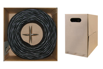 Offex Wholesale CAT5E, UTP, Bulk Cable, Solid, 350MHz, 24 AWG, Black, 1000 ft