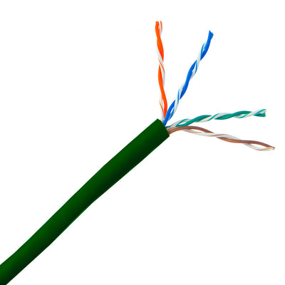 Offex Wholesale CAT5E, UTP, Bulk Cable, Solid, 350MHz, 24 AWG, Green, 1000 ft