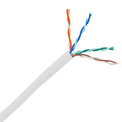 Bulk Cat5e White Ethernet Cable, Stranded, UTP (Unshielded Twisted Pair), Pullbox, 1000 foot