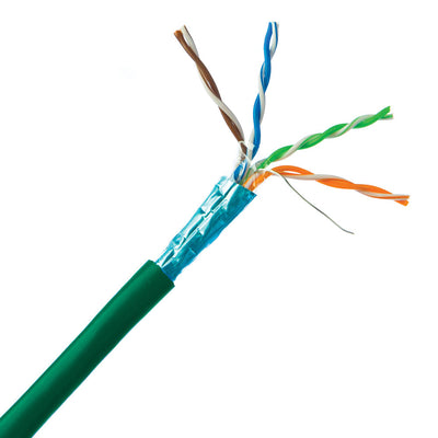 Cable Wholesale Bulk Shielded Cat 5e Green Ethernet Cable, STP (Shielded Twisted Pair), Solid, Pullbox, 1000 foot