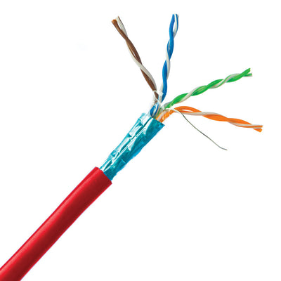 Bulk Shielded Cat 5e Red Ethernet Cable, STP (Shielded Twisted Pair), Solid, Pullbox, 1000 foot