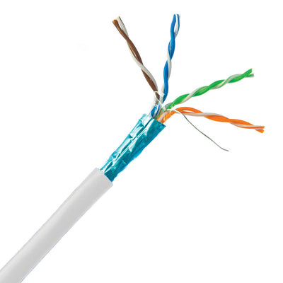 Cable Wholesale Bulk Shielded Cat5e White Ethernet Cable, Solid, Pullbox, 1000 foot