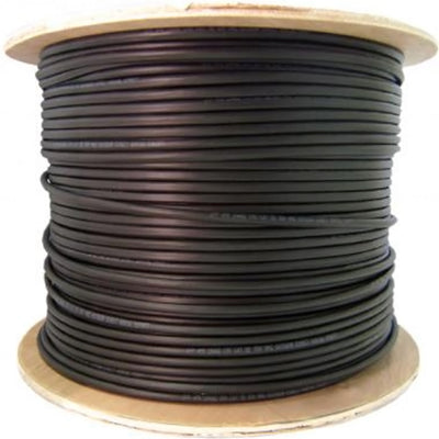 Cable Wholesale Direct Burial/Outdoor rated Cat5e Black Ethernet Cable, Solid, CMXT, STP (Shielded Twisted Pair), Foil + Waterproof Tape, 24 AWG, Spool, 1000 foot
