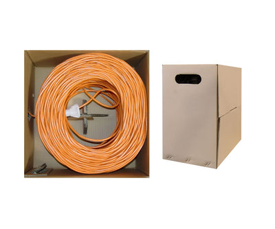 Cable wholesale Bulk Cat6 Orange Ethernet Cable Stranded UTP (Unshielded Twisted Pair) Pullbox 1000 Foot