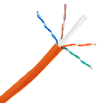 Bulk Cat6 Orange Ethernet Cable, Solid, UTP (Unshielded Twisted Pair), Pullbox, 1000 foot