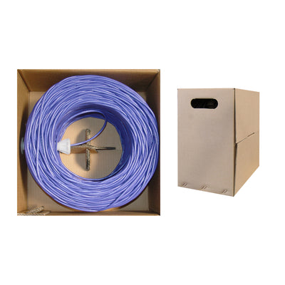 Cable wholesale Bulk Cat6 Purple Ethernet Cable Solid UTP (Unshielded Twisted Pair) Pullbox 1000 Foot