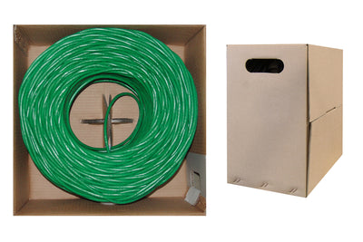Offex Wholesale CAT6, UTP, Bulk Cable, Solid, Green, 1000 ft
