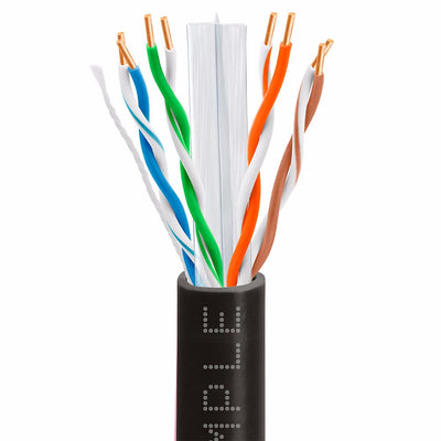 Cmple 550MHz Speed Cat6 Solid Wire Bulk UTP 23AWG Ethernet Lan Network CCA Cable 1000 Ft Black