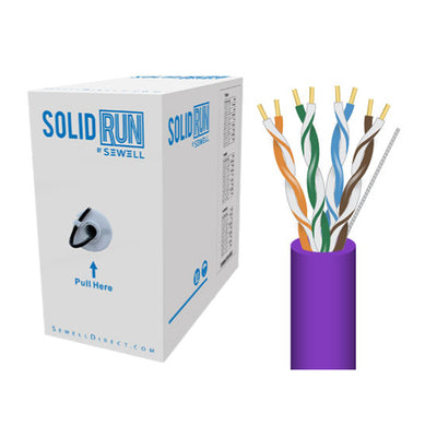 Cat5e Bulk Cable, 1,000 Ft., Purple, Pull Box