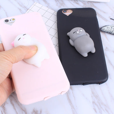 Squishy Cat Soft Phone Case for iPhone 5s SE 6 6s Cute Case for iPhone 8 7 6s 8 plus 3D Doll Phone Accessories Capa NEW