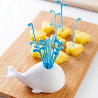 1 Set Cute Beluga White Whale Kitchen Accessories Cooking Fruit Vegetable Tools Gadgets For Party Home Decor Hall Fruit Fork Set