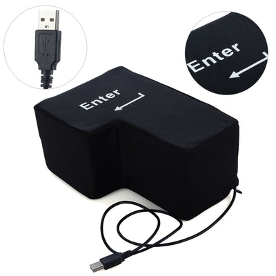 Slow Rising Big USB Enter Key Anti Stress Button USB Pillow Supersized Unbreakable Office Home Computer Laptop Novelty Vent Toys