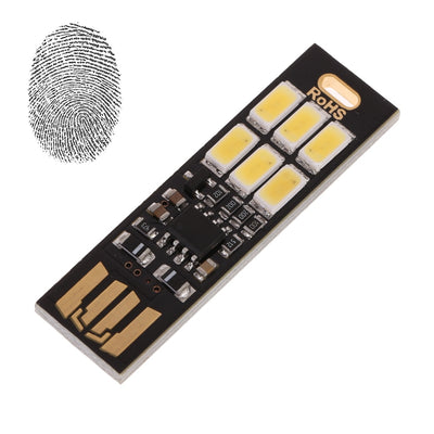 Portable Pocket Fingerprint Touch Control Card Lamp Bulb Keychain Mini LED Night Light for Camping Desktop Lighting USB Gadgets