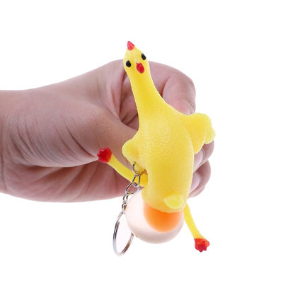 Novelty Halloween Funny Gadgets Toys Vent Chicken Whole Egg Laying Hens Crowded Stress Ball Key-chain Kids Toys