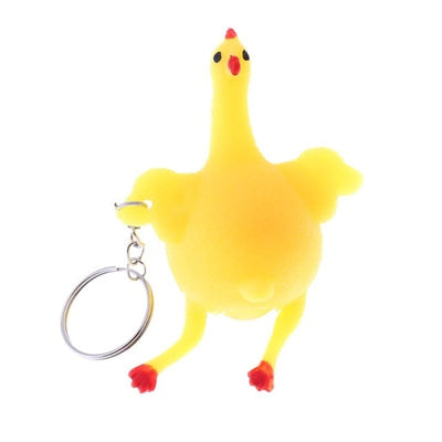 Novelty Halloween Funny Gadgets Toys Vent Chicken Whole Egg Laying Hens Crowded Stress Ball Key-chain Kids Toys