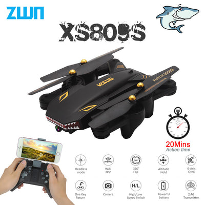 VISUO XS809S Foldable Selfie Drone with Wide Angle 2MP HD Camera WiFi FPV XS809HW Upgraded RC Quadcopter Helicopter Mini Dron