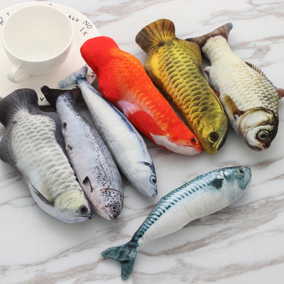 1 PC New Lovely Artificial Fish Plush Pet Cat Puppy Dog Toys Sleeping Cushion Fun Toy Cat Mint Catnip Toys Gadget