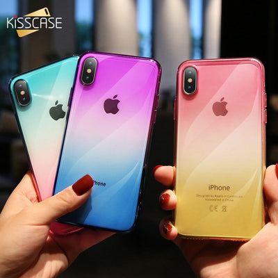 KISSCASE Gradient Clear Case For iPhone 6 6S 7 8 Plus Cover Soft Silicone Case For iPhone X XS Max XR 5S SE 5 Phone Accessories