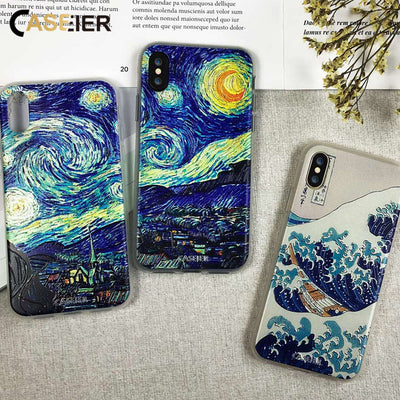 CASEIER Vintage Painting Phone Case For iPhone 6 6s Case Soft Cover For iPhone 7 8 Plus 5 5s SE X XS MAX XR S9 Funda Accessories
