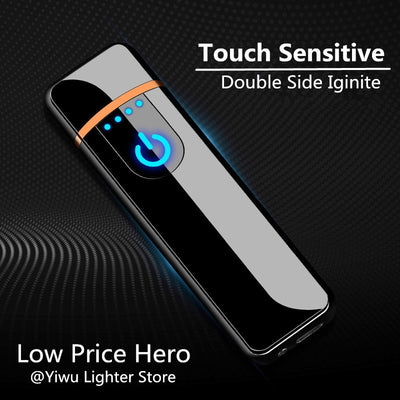 Touch Sensitive USB Cigarette Lighter LED Light Indicate Power Electronic Encendedor Double Side Iginite Smoking Gadgets For Men