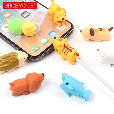Cable Bite Protector For iPhone Cable Winder Phone Holder Accessory Chompers Rabbit Dog Cat Animal Doll Model Funny Dropshipping