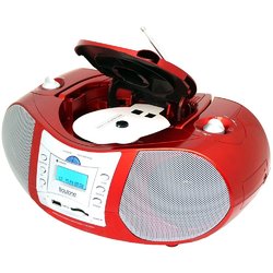 Boytone BT-6R CD Boombox Red Metallic color Edition Portable Music System with CD Pl
