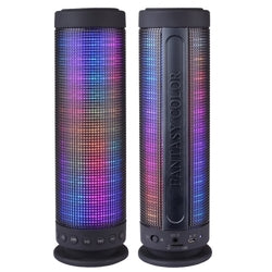 Color Dancing Portable Bluetooth Speaker (9.25 Tall) w/LED Visual Equalizer, 3.5mm Audio Input & microSDHC Card Slot