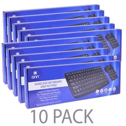 (10-Pack) Onn LS6600R 2.4GHz 87-Key Wireless Keyboard & 18-Key Keypad w/Nano USB Receiver (Black)