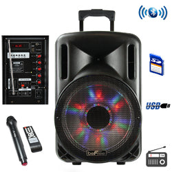beFree Sound 12 Inch Bluetooth Rechargeable Party Speaker With Illuminating Lights