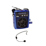 QFX Portable Pa system USB/SD and AM/FM/SW1-6 Radio 8 Band Radio- Blue