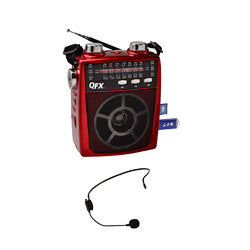 QFX Portable Pa system USB/SD and AM/FM/SW1-6 Radio 8 Band Radio- Red