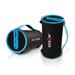 Axess Portable Bluetooth 2.1 Hi-Fi Cylinder Speaker w/SD Card, AUX & FM Inputs, 4 Sub.-Blue