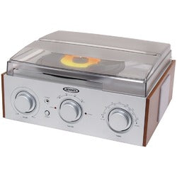 JENSEN(R) JTA-220 3-Speed Stereo Turntable with AM/FM Receiver & 2 Built-in Speakers